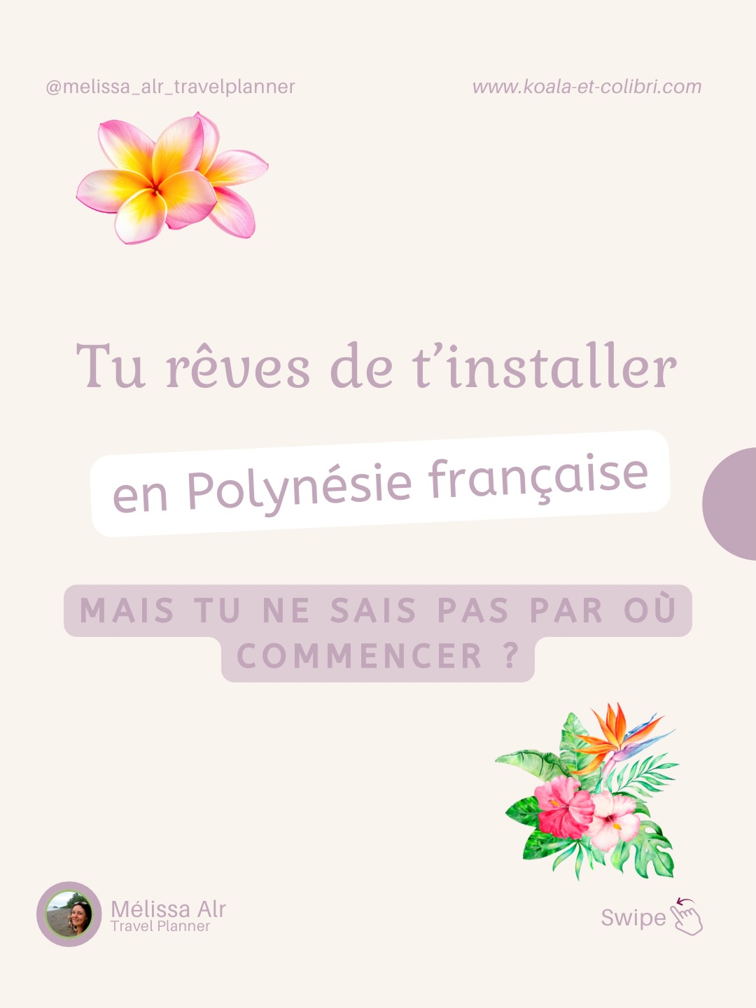 🌸Tu rêves de t’installer en Polynésie française, mais tu ne sais pas par où commencer ?

Je te comprends, c’est un projet énorme qui demande beaucoup de préparation.

Dans ce post, je te donne 5 clés essentielles pour te lancer sereinement .

📘 Et tous ces conseils sont détaillés dans mon Ebook “Petit manuel de vie en Polynésie Française” qui sort le 2 Février.

✨Un Ebook de 150 pages et 25 chapitres qui regroupe tout ce que tu dois savoir pour partir vivre plusieurs mois en Polynésie ! 

➡️ Si tu veux t’inscrire sur la liste pour recevoir ton exemplaire dès la sortie commente “TAHITI”

💬 Et toi, quelle est la chose qui te bloque pour t’installer en Polynésie ? Dis-le-moi en commentaire 👇