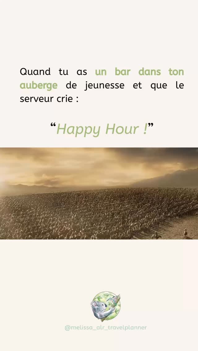 Le signal que tous les voyageurs attendent sans se l’avouer 🍻😂

Peu importe si t’as pas dormi de la nuit, peu importe si tu parles pas la même langue que ton voisin de dortoir… 
Le « Happy Hour » dans une auberge de jeunesse, c’est le mot magique qui unit tout le monde 🌍✨