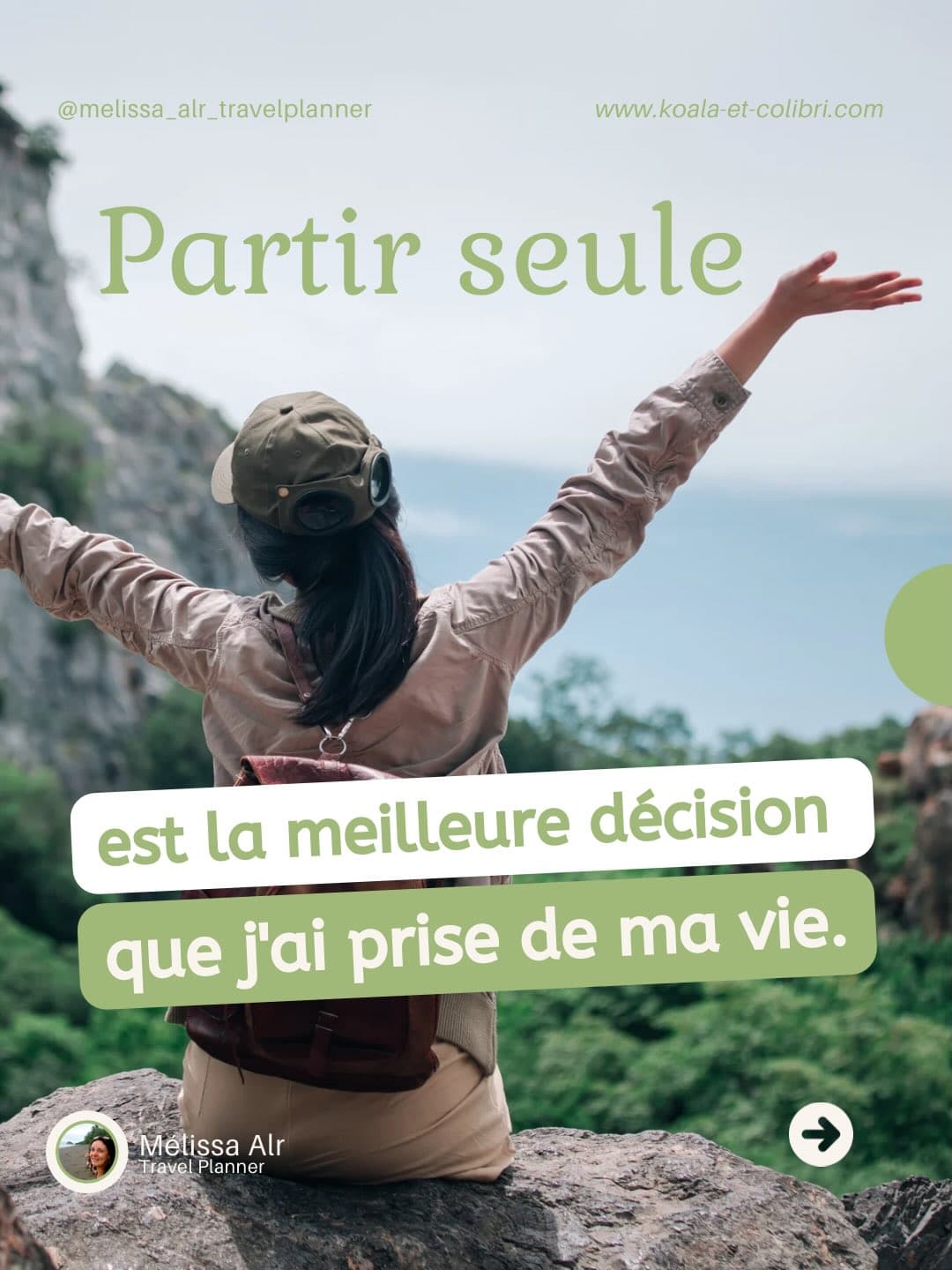 J’ai arrêté d’attendre que quelqu’un soit disponible pour partir.

Et c’est la meilleure décision que j’ai prise de ma vie.

Le voyage solo au féminin, c’est pas de la solitude.
C’est choisir, enfin, de vivre exactement comme t’en as envie. 🌿

Chaque aventurière qui a osé partir seule te dira la même chose :
la liberté de voyager sans dépendre de personne, ça change tout.

Si toi aussi t’as cette envie qui te démange, tu es au bon endroit.

Abonne-toi. La prochaine destination t’attend. ✈️

Et toi, t’as déjà sauté le pas du voyage solo ? Dis-moi en commentaire 👇