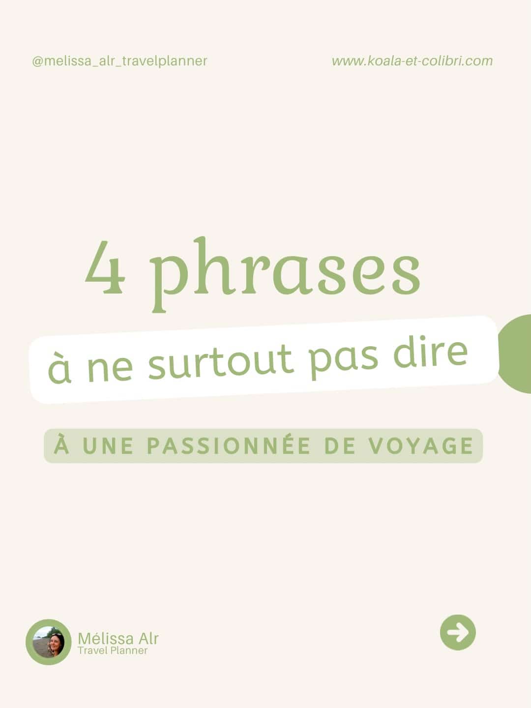 😅 Voyager, c’est une passion, pas juste une lubie !

Et certaines phrases… mieux vaut ne jamais les dire à une passionnée de voyage si tu veux rester amie avec elle 😎

Chaque voyage est une expérience unique et chaque passionnée a son rythme, ses choix et ses rêves 🌍✨

💬 Et toi, on t’as déjà sorti une de ces phrases ? Ou tu en as d’autres à ajouter ? Partage en commentaire